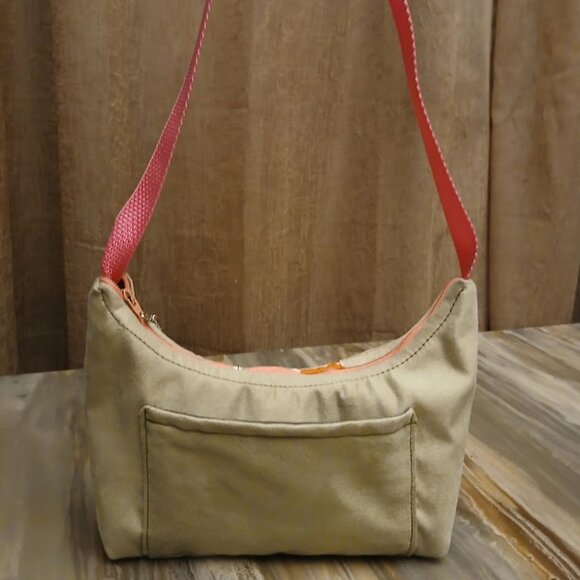 New Fun Birds Print Top handle Handbag Purse Sage Suede Crescent Small Baguette - Picture 4 of 6